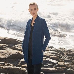 *NWT* Eileen Fisher Organic Cotton & Tencel Pucker Stand Collar Jacket Large